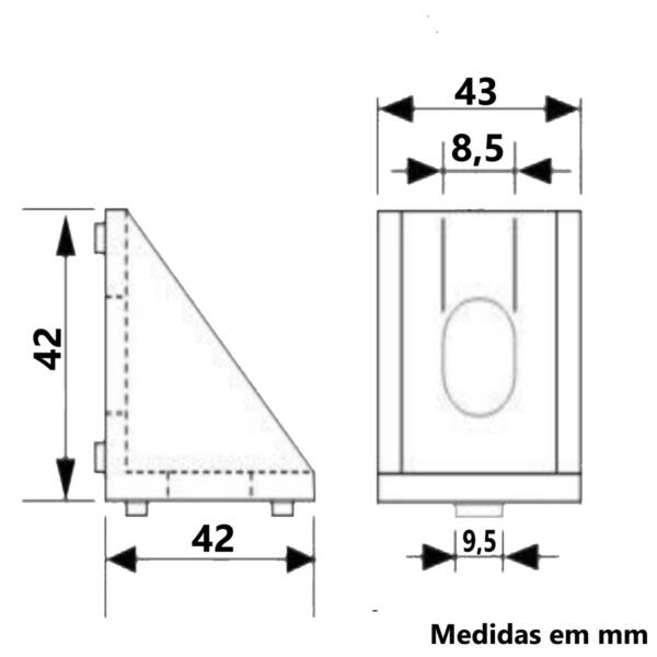 Desenho Técnico Cantoneira para Perfil de Alumínio 45x45