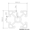 Desenho Técnico Perfil Estrutural em Alumínio 30x30
