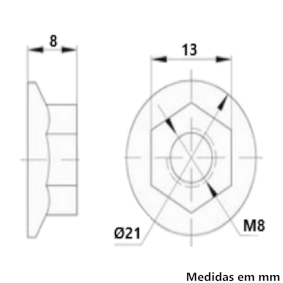 Desenho Técnico Porca Flangeada M8
